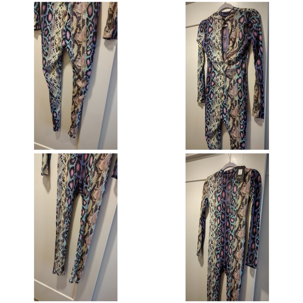 Sheer snake print jumpsuit